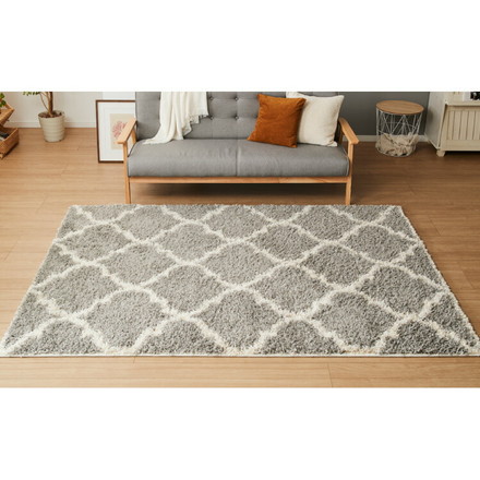 ラグ 160×235cm 厚手 シャギーラグ 幾何学 モダン ウィルトン織り カーペット ラグマット ウィルトンラグ ホットカーペット・床暖房OK グレー[240640101]