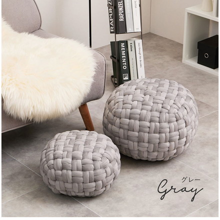 ベルベット調 プフ クッションスツール Lサイズ 直径50cm 可愛い かわいい オットマン サイドテーブル ベージュ ベージュ