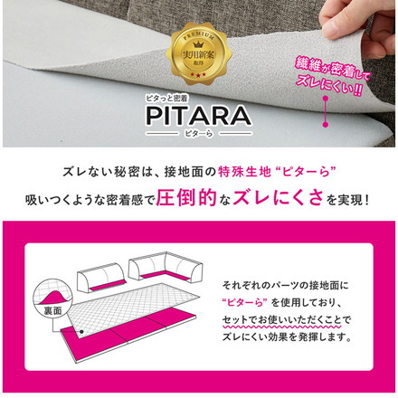【絶対ズレない】 ピターら ズレないラグソファ 1.5帖セット 120×180cm フロアソファ ローソファ ラグ ブラウン