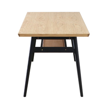 ダイニングテーブル 幅150cm オーク突板 4人 無垢材 ダイニング テーブル 北欧 木製 白 収納 棚付き