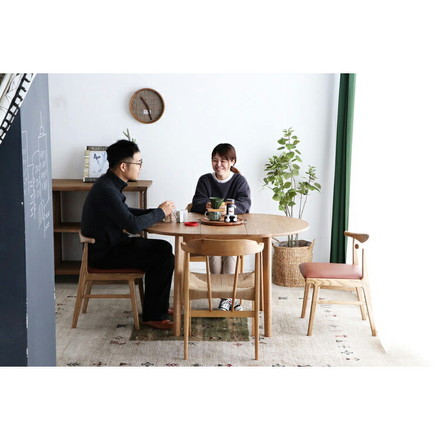 ダイニングテーブル 伸長式 幅90(120)cm 丸テーブル ラウンドテーブル 楕円形 木製 変形