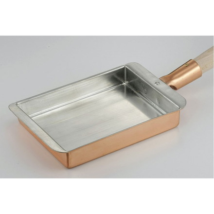 日本製 燕三条 銅の玉子焼き器 関西型 13.5cm レシピ付き プロ仕様 玉子焼き器 卵焼き器 玉子焼きフライパン 卵焼きフライパン エッグパン だし巻き卵 錫引き 銅製 国産