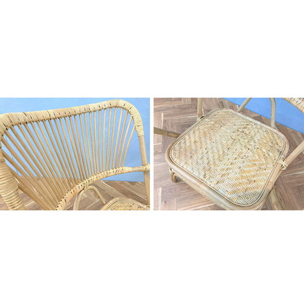 ラタンチェア 1人掛け ハイバック 完成品 定番 1人用 1P チェア 椅子 いす 皮付きラタン 籐 木製