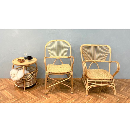 ラタン サイドテーブル 円型 幅45cm ナチュラル リビングテーブル センターテーブル