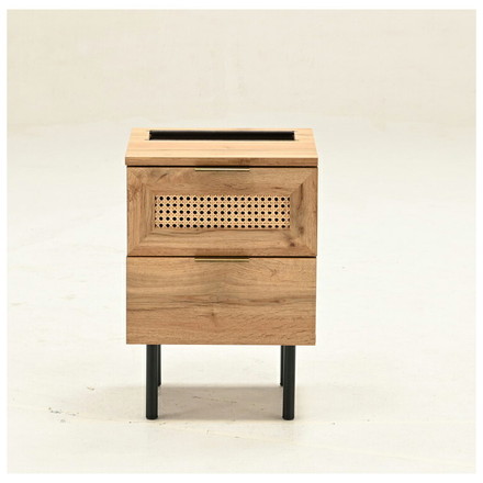 ラタン サイドテーブル 幅35cm 天然ラタン 収納 引き出し ベッドテーブル ほぼ完成品