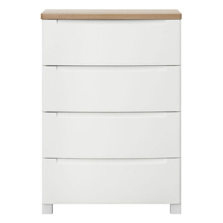 アイリスオーヤマ ウッドトップノックダウンチェスト 幅56cm 4段 KDMG-564WT ホワイト 木目調 天板
