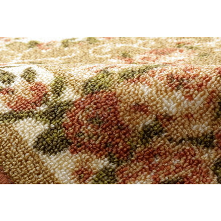 ナイロン 花柄 キッチンマット 撥水キャンベル ブラウン 約44×180cm