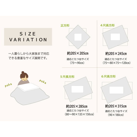 フランネル 無地 こたつ厚掛け布団単品 『フランIT』 ベージュ 205×205cm