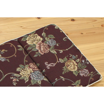 クッション リビング フリーシート エレガンス 花柄 モーリア ブラウン 約43×130cm