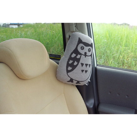 車用クッション カークッション クッション 枕 まくら マクラ フクロウ ルース シートベルト枕 ネイビー