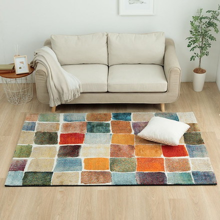 ウィルトン織 ラグ ラグマット カーペット カラフル 抗菌防臭 消臭効果 長方形 玄関用 約80×140cm