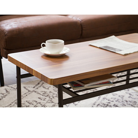 センターテーブル 棚付き 収納 木目 スチール ブラウン リビング テレワーク 在宅勤務 一人暮らし 新生活 テーブル ローテーブル