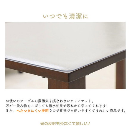 ダイニングマット 90×150cm 撥水 クリア 抗菌 防臭 防カビ 厚1.5mm 床 保護 傷防止マット 拭ける