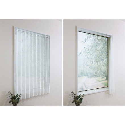 日本製 巾100cm×丈115cm ホワイト パタパタ アコーディオンカフェカーテン ドット柄 ハサミでカット