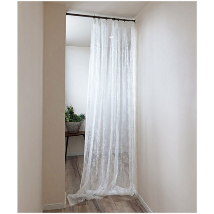 日本製 フリーカットレースカーテン 巾100cm×丈250cm ボタニカル柄 小花 リーフ 2枚組 自由に長さ変更