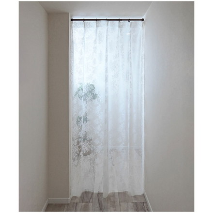 日本製 フリーカットレースカーテン 巾100cm×丈250cm バラ柄 花柄 2枚組 自由に長さ変更 ハサミでカット