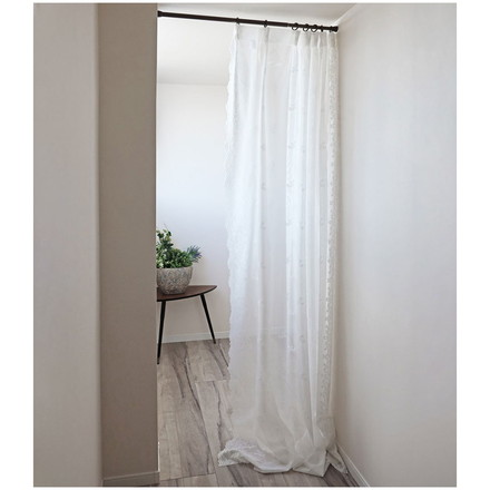 日本製 フリーカットレースカーテン 巾100cm×丈250cm ペイズリー柄 小さな柄 リーフ風 2枚組