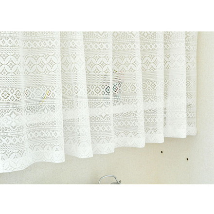 日本製 防炎 ボーダー柄 カフェカーテン 北欧風 程 よい透け感 巾150cm×丈50cm ホワイト 突っ張り棒