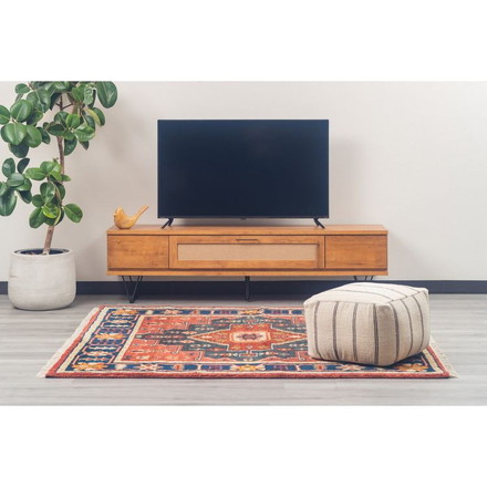 ラグ 190×190cm 柄 トライバル 部族絨毯風 ウール コットン 天然素材