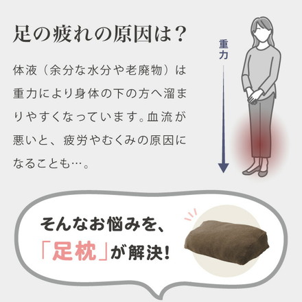 足枕 幅76cm 日本製 帝人クリスター綿1.3kg 洗える 大きめ カバー付き 高品質 腰痛 反り腰 TEIJIN 寝具 ダークブラウン