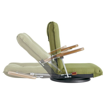 ポンプ肘式座椅子 YS-1075C 木肘 ポンプ式アーム 座椅子 リクライニング ブラウン