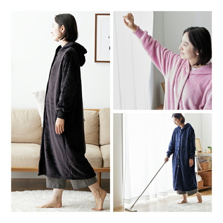 着る毛布 mofua ルームウェア Mサイズ(着丈110cm) 男女兼用 ユニセックス チャコールグレー