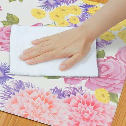 ベストコ 玄関マット 室内 60×90cm お手入れ簡単 防炎 防カビ 抗菌 防臭 フラワリー 花柄 ND-5191