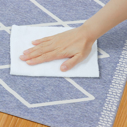 ベストコ 玄関マット 室内 60×90cm お手入れ簡単 防炎 防カビ 抗菌 防臭 ラムバス ブルー ひし形 北欧