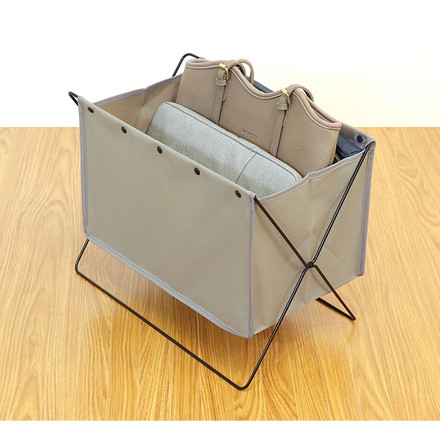 収納ボックス フロアーラック ボックスタイプS グレージュ ベストコ 荷物置き 折りたたみ 収納 荷物 便利 コンパクト カバン置き 収納ケース カゴ 手荷物 軽量 持ち運び 汚れにくい シンプル 無地