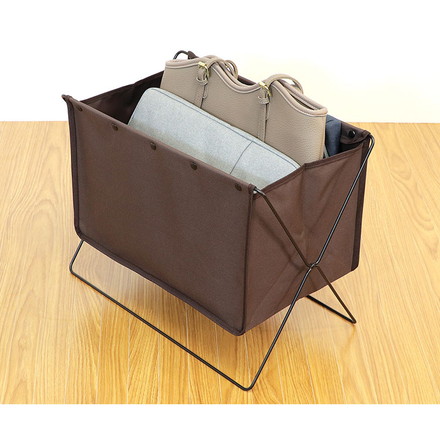 収納ボックス フロアーラック ボックスタイプM ブラウン ベストコ 荷物置き 折りたたみ 収納 荷物 便利 コンパクト カバン置き 収納ケース カゴ 手荷物 軽量 持ち運び 汚れにくい シンプル 無地