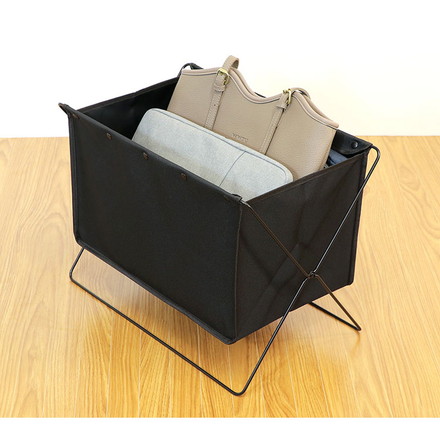 収納ボックス フロアーラック ボックスタイプM ブラック ベストコ 荷物置き 折りたたみ 収納 荷物 便利 コンパクト カバン置き 収納ケース カゴ 手荷物 軽量 持ち運び 汚れにくい シンプル 無地