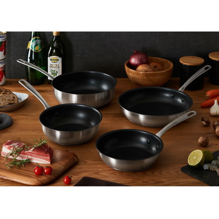 MEYER マイヤー 深型フライパン 24cm 日本製ステンレス採用 ガス火 IH対応 オール熱源対応 PFOAフリー テフロン フッ素