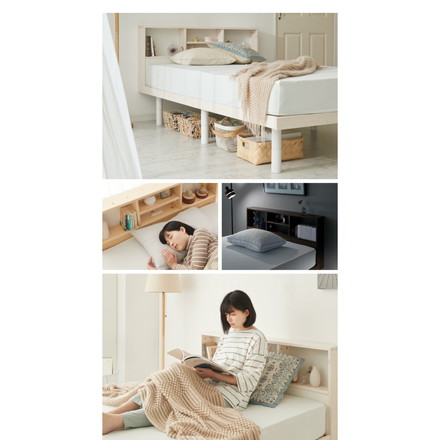 ベッド すのこベッド セミダブル ベッドフレーム 宮付き 宮棚 棚付き ヘッドボード 2口コンセント付き ナチュラル