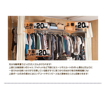 クローゼットカーテン 伸縮 大量収納 突っ張り つっぱり スーツ 衣類収納 目隠し 衣装 ドレス クローゼットハンガー