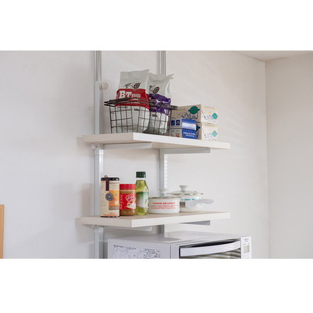 追加棚板1枚 幅59.5cm 取付金具セット ホワイトウォッシュ 本体別売り 1枚のみの販売 壁面ラック 棚 つっぱり