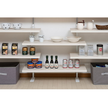 カウンター下突っ張りラック用追加棚板1枚 幅89.5cm 取付金具セット ホワイトウォッシュ 本体別売り