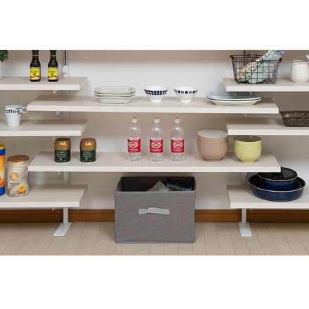 カウンター下突っ張りラック用追加棚板1枚 幅119.5cm 取付金具セット ホワイトウォッシュ 本体別売り