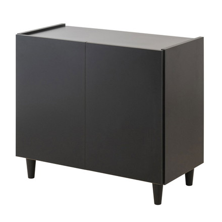 SHADOW 脚付きブラックキャビネット 幅80 日本製 木製 収納棚 収納 棚 ラック 扉付き ローボード 本棚