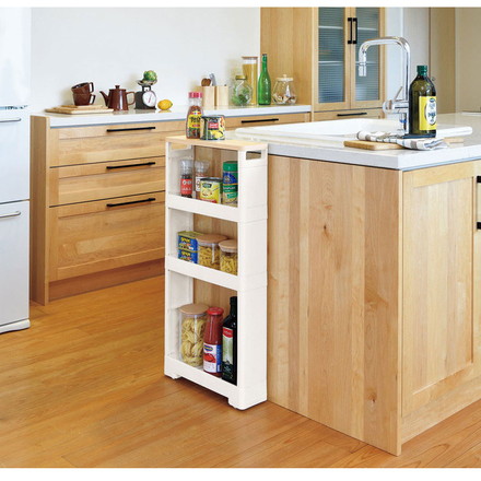 リセ スーパースリムラック 幅12 4段 マルチ ウッド 隙間収納 すきま収納 日本製 JEJアステージ キッチン ストッカー スリム ランドリー収納 洗面所 キッチン収納