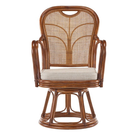 椅子 ラタン チェア 肘掛け高め 背もたれ有 ハイバック 読書やスマホが楽になるラタン回転椅子ハイ 高座椅子 籐