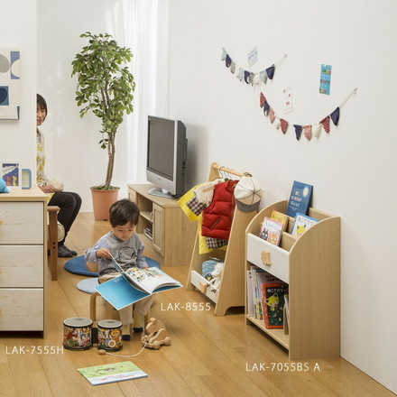 白井産業 ランドキッズ 収納箱付き 絵本ラック キャスター付き 収納 えほん 絵本置き かわいい ナチュラル シンプル
