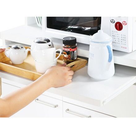 白井産業 モデレオ スライド付き カップボード キッチンボード 食器棚 収納 大容量 ハイタイプ 幅79.7