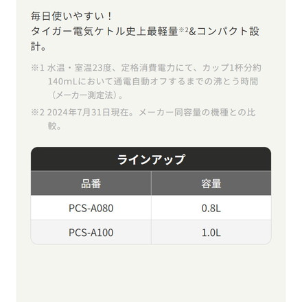 タイガー 電気ケトル 0.8L アッシュグレー PCS-A080HA