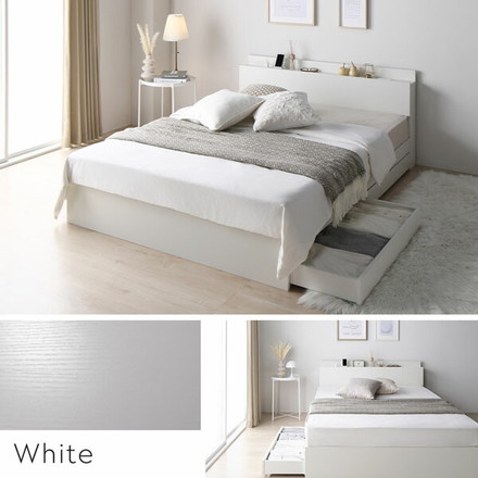 ベッド 収納付き 引き出し付き 木製 棚付き 宮付き コンセント付き シンプル モダン ブラック