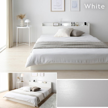 ベッド 低床 ロータイプ すのこ 木製 LED照明付き 宮付き 棚付き コンセント付き シンプル