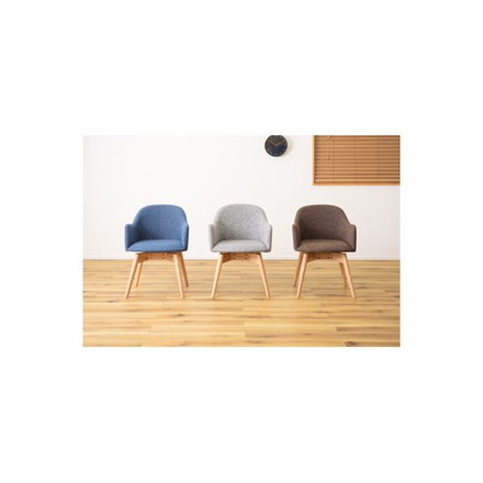 ダイニングチェア パーソナルチェア 幅50cm ブラウン 回転式 木製 肘付き 組立品 リビング 在宅ワーク 店舗