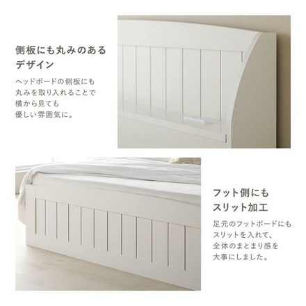 ベッド ダブル ボンネルコイルマットレス付き ホワイト 引き出し 収納付き 棚付き 宮付き