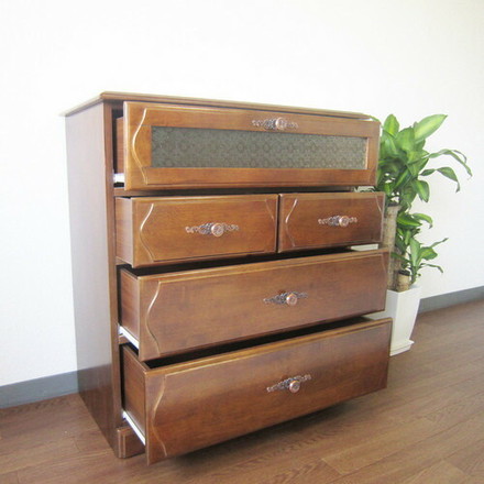 【ベルク】チェスト 幅80cm(ラバーウッド・ブラウン)