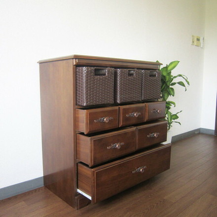 【ベルク】チェスト 幅80cm(ラバーウッド・ブラウン)