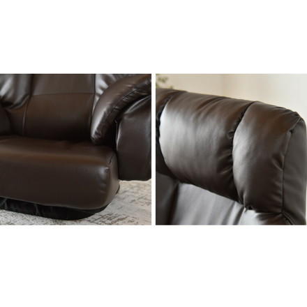 フロアチェア ベローナ 360度回転 ローチェア 肘掛け付き 角度無段階調整 リクライニングチェア リラックスチェア